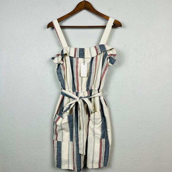 NEW! Flawless Tie Strap Apron Dress Stripe Loose Fit Summer Stripe - M - Picture 2 of 5